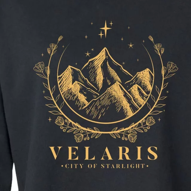 Velaris Mountain Night Sky Stars Cropped Pullover Crew