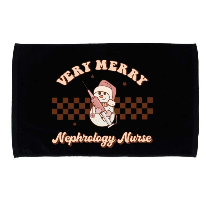 Very Merry Nephrology Nurse Groovy Retro Christmas Pajamas Cute Gift Microfiber Hand Towel