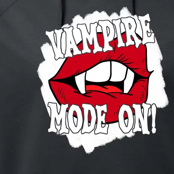 Vampire Mode On Fangs Lips Halloween Performance Fleece Hoodie