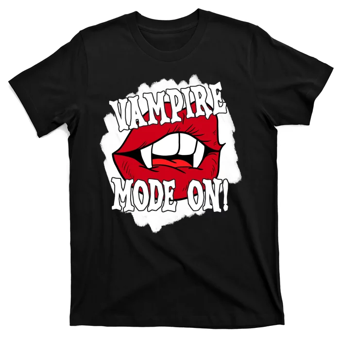 Vampire Mode On Fangs Lips Halloween T-Shirt