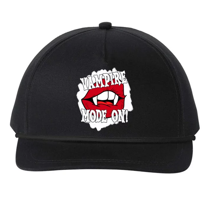 Vampire Mode On Fangs Lips Halloween Snapback Five-Panel Rope Hat