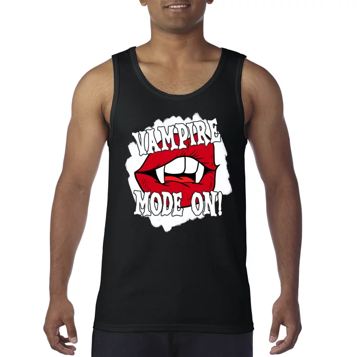 Vampire Mode On Fangs Lips Halloween Tank Top