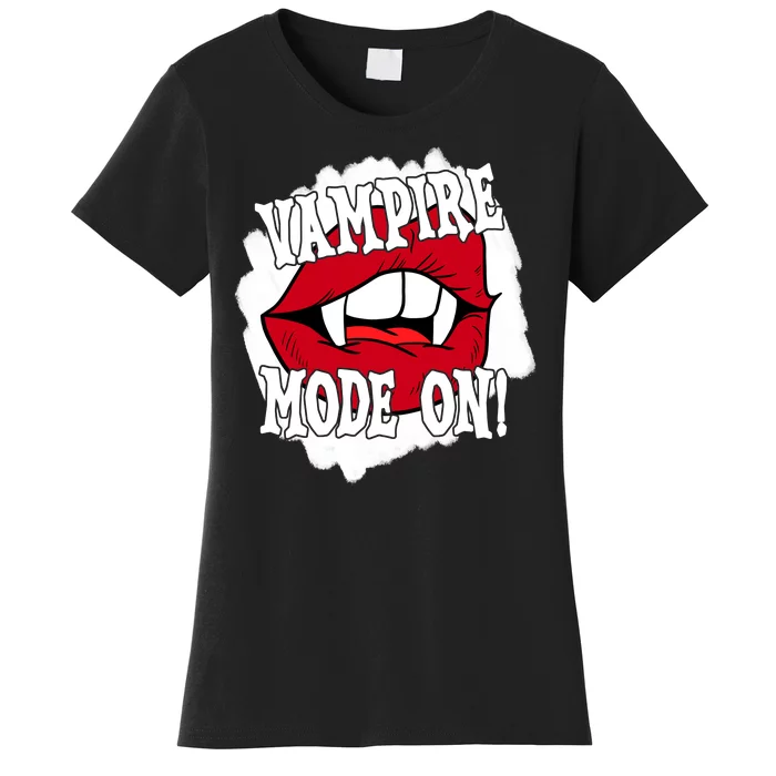 Vampire Mode On Fangs Lips Halloween Women's T-Shirt