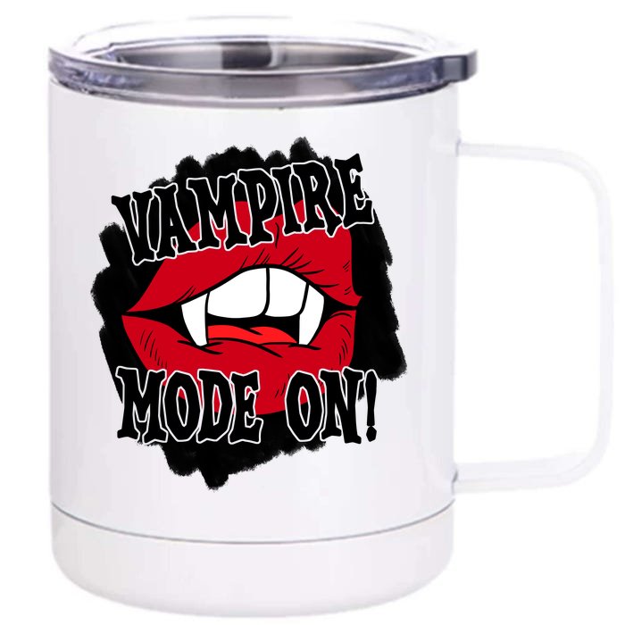 Vampire Mode On Fangs Lips Halloween Front & Back 12oz Stainless Steel Tumbler Cup