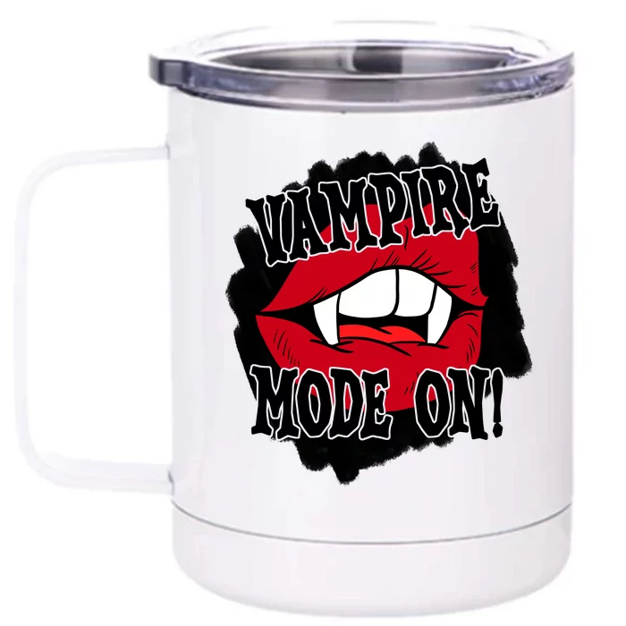 Vampire Mode On Fangs Lips Halloween Front & Back 12oz Stainless Steel Tumbler Cup