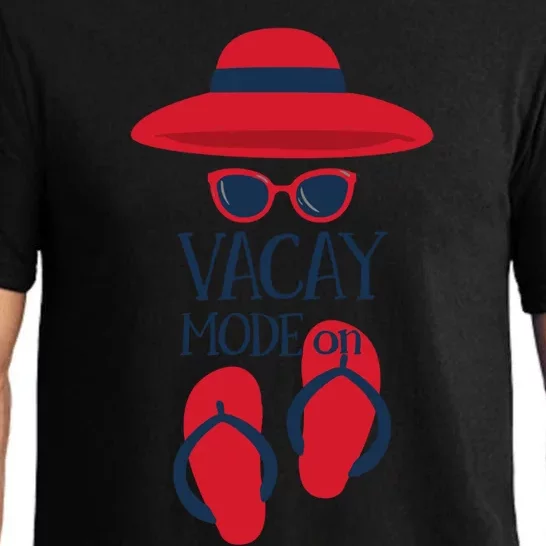 Vacay Mode On Beach Hat Sunglasses Flipflops Sandals Great Gift Pajama Set