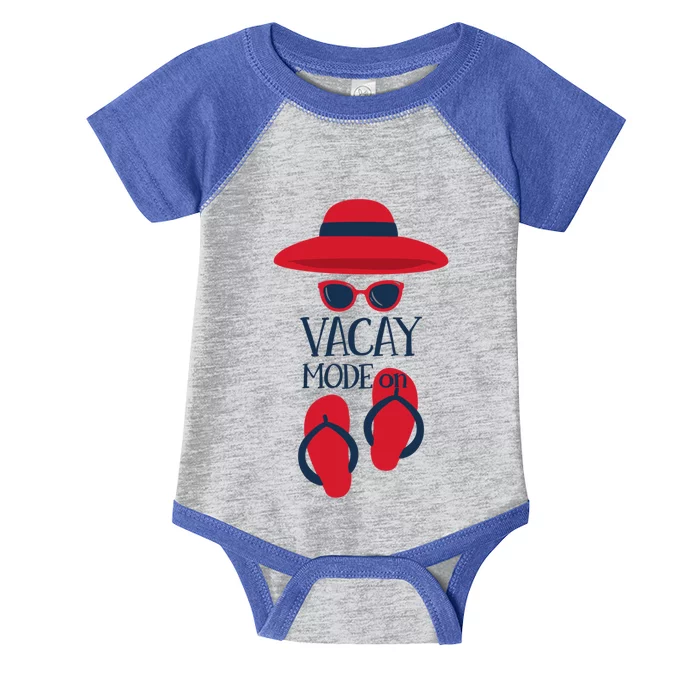 Vacay Mode On Beach Hat Sunglasses Flipflops Sandals Great Gift Infant Baby Jersey Bodysuit