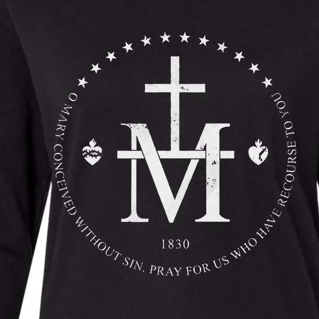 Virgin Mary Of Miraculous Medal Our Lady Marian Cross Womens Cotton Relaxed Long Sleeve T-Shirt