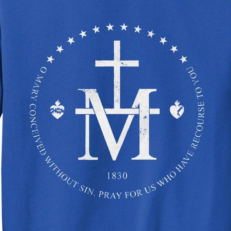 Virgin Mary Of Miraculous Medal Our Lady Marian Cross Tall Sweatshirt