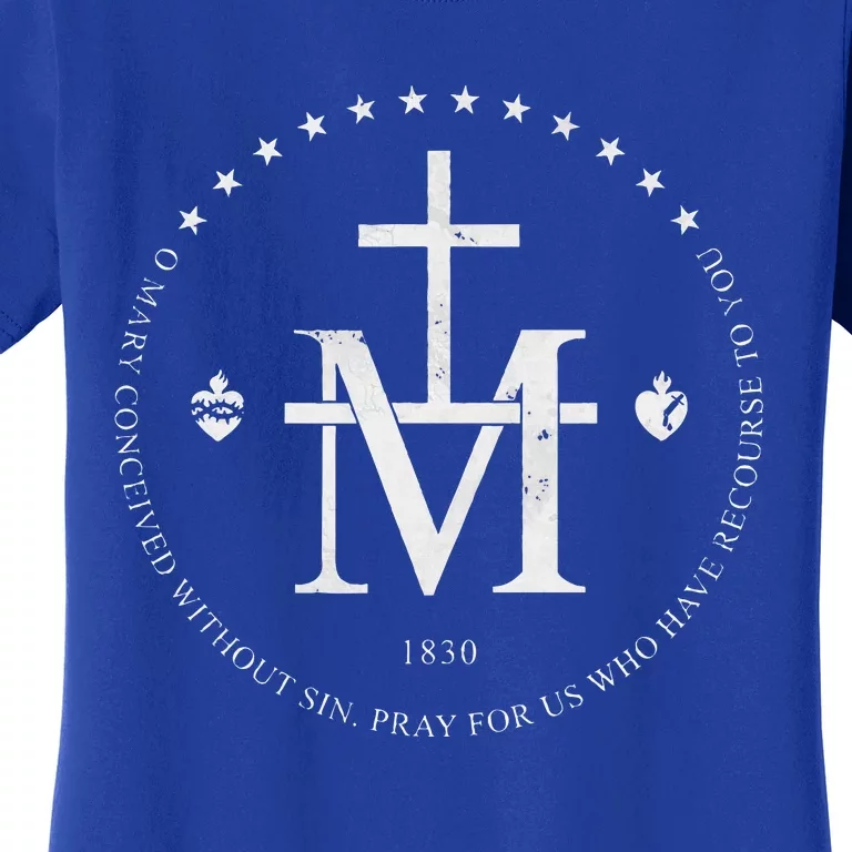 Virgin Mary Of Miraculous Medal Our Lady Marian Cross Women's T-Shirt