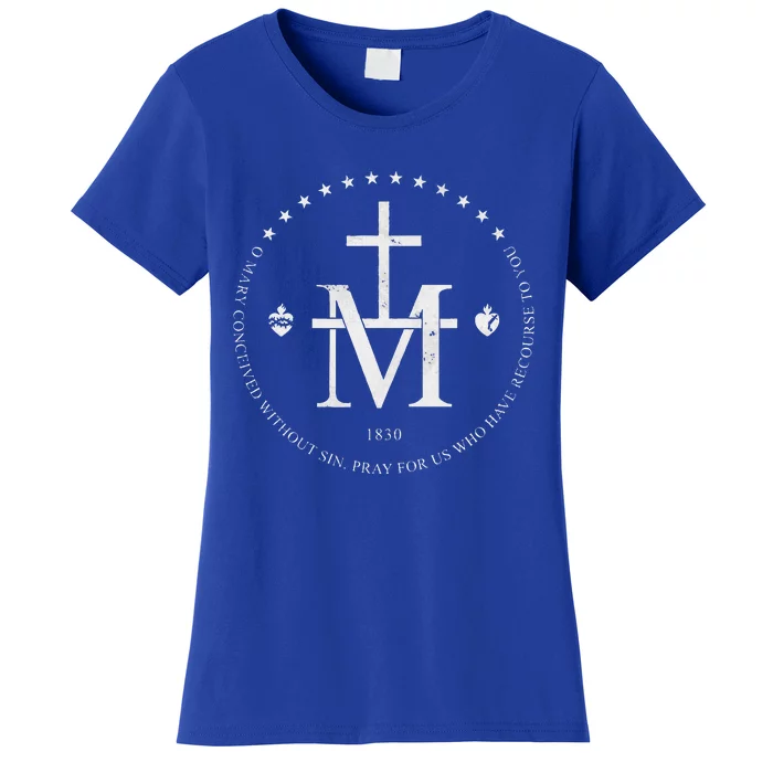 Virgin Mary Of Miraculous Medal Our Lady Marian Cross Women's T-Shirt