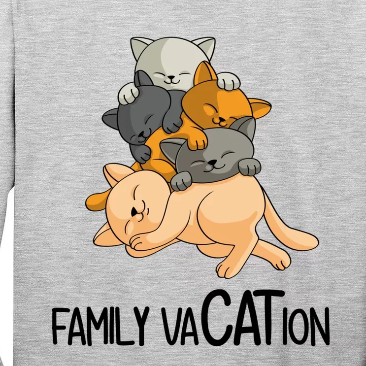 Vacay Mode On Ready For Vacation Cat Family Vacation Gift Tall Long Sleeve T-Shirt