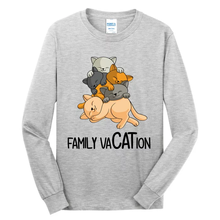 Vacay Mode On Ready For Vacation Cat Family Vacation Gift Tall Long Sleeve T-Shirt