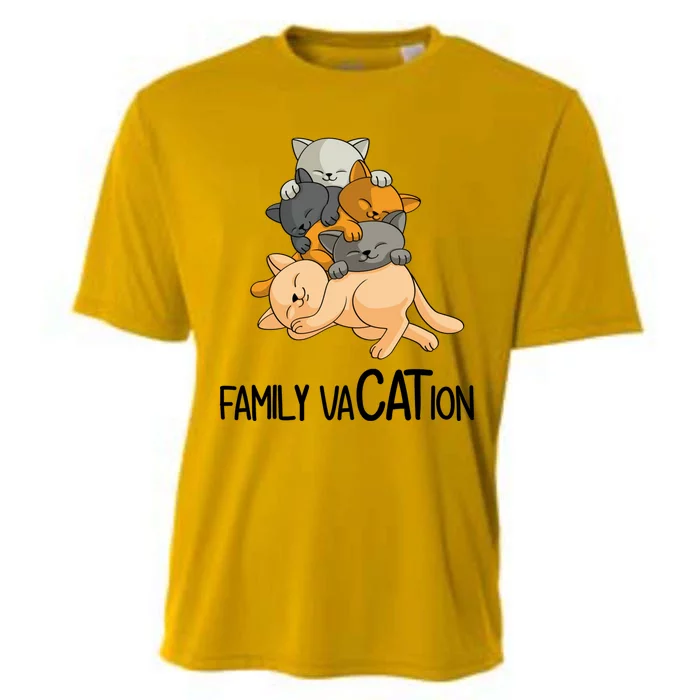 Vacay Mode On Ready For Vacation Cat Family Vacation Gift Cooling Performance Crew T-Shirt