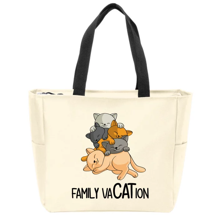 Vacay Mode On Ready For Vacation Cat Family Vacation Gift Zip Tote Bag