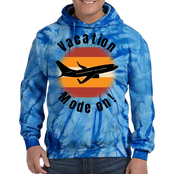 Vacation Mode On Vintage Sunset Airplane Travel Design Gift Tie Dye Hoodie