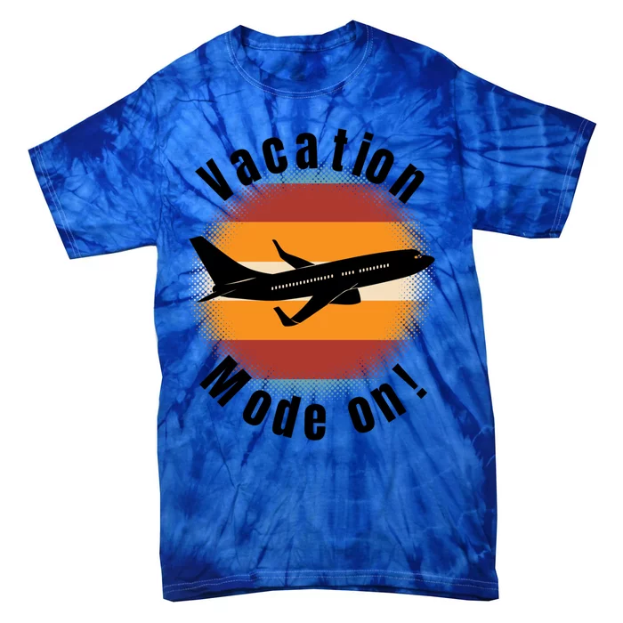 Vacation Mode On Vintage Sunset Airplane Travel Design Gift Tie-Dye T-Shirt