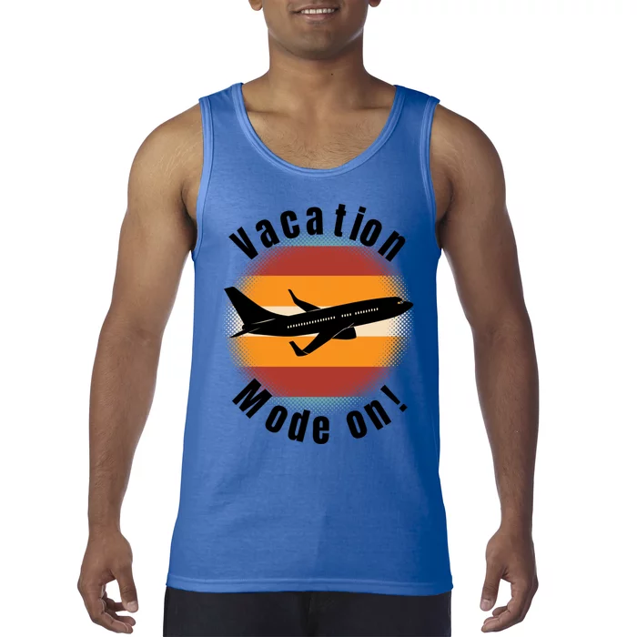 Vacation Mode On Vintage Sunset Airplane Travel Design Gift Tank Top