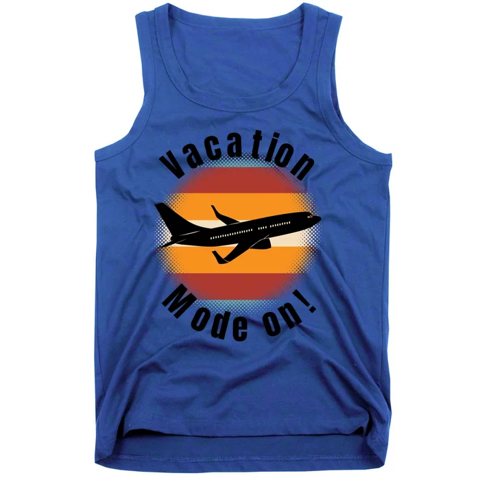 Vacation Mode On Vintage Sunset Airplane Travel Design Gift Tank Top