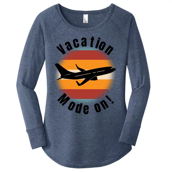 Vacation Mode On Vintage Sunset Airplane Travel Design Gift Women's Perfect Tri Tunic Long Sleeve Shirt