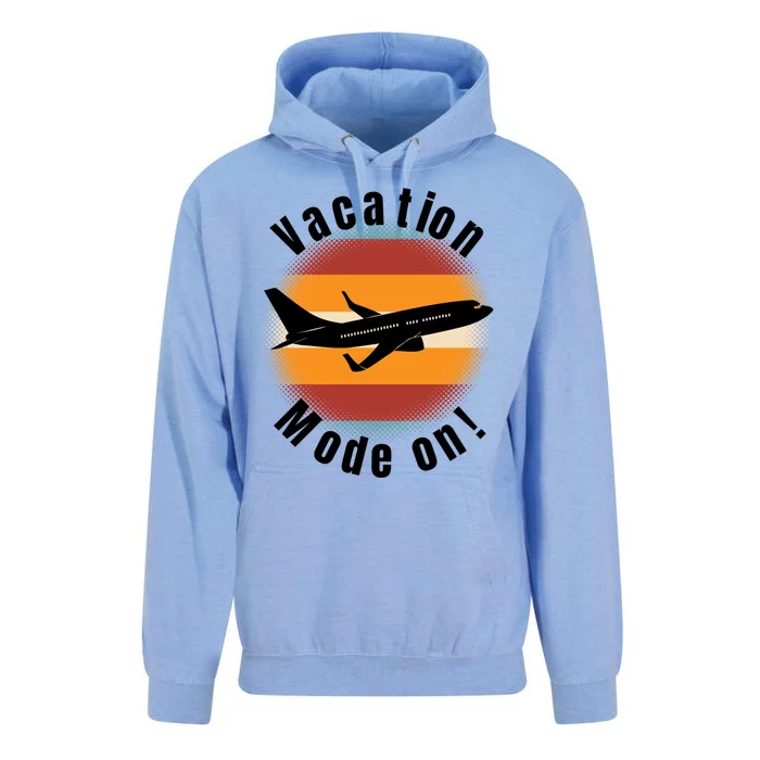 Vacation Mode On Vintage Sunset Airplane Travel Design Gift Unisex Surf Hoodie