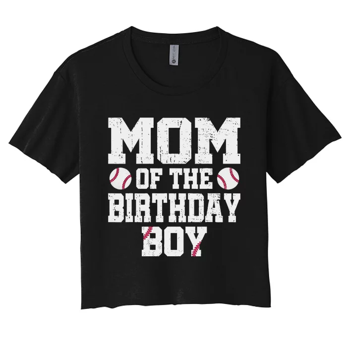 vintage Mom of the Birthday  Baseball Jersey Women's Crop Top Tee