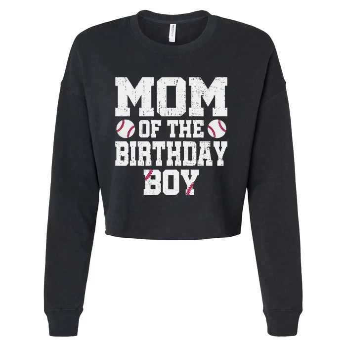 vintage Mom of the Birthday  Baseball Jersey Cropped Pullover Crew