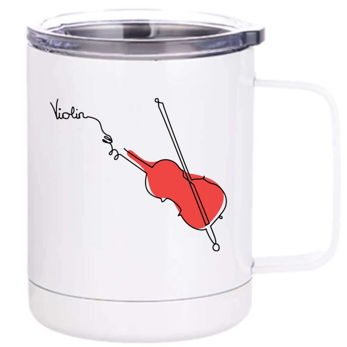 Violin Musician Orchestra Design OneLine Violin Front & Back 12oz Stainless Steel Tumbler Cup