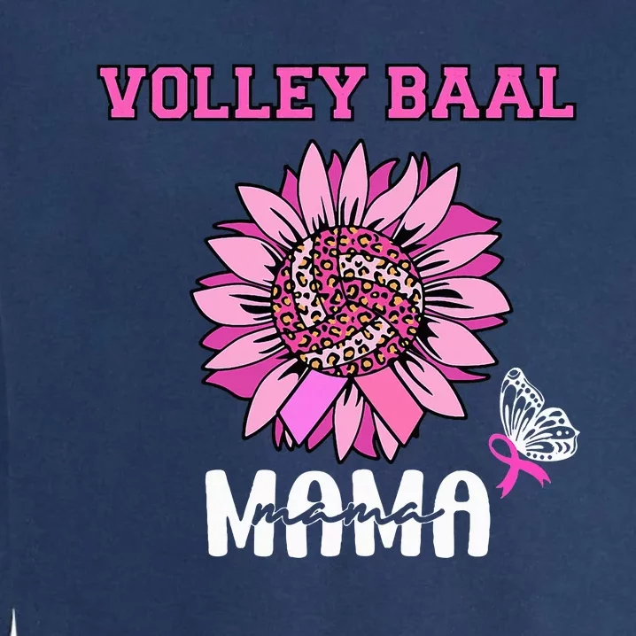 Volleyball Mom Pink Ribbon Breast Cancer Awareness Fighters Garment-Dyed Sweatshirt