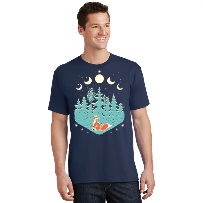 Vintage Moon Phases Forest Fox T-Shirt