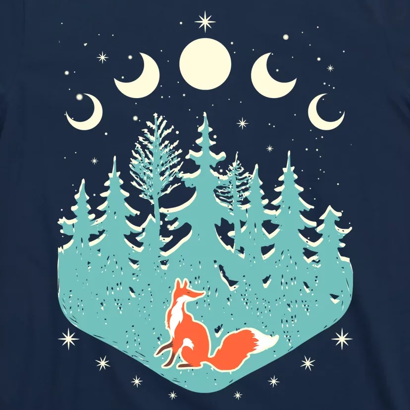 Vintage Moon Phases Forest Fox T-Shirt