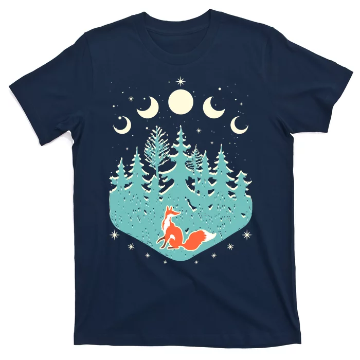 Vintage Moon Phases Forest Fox T-Shirt