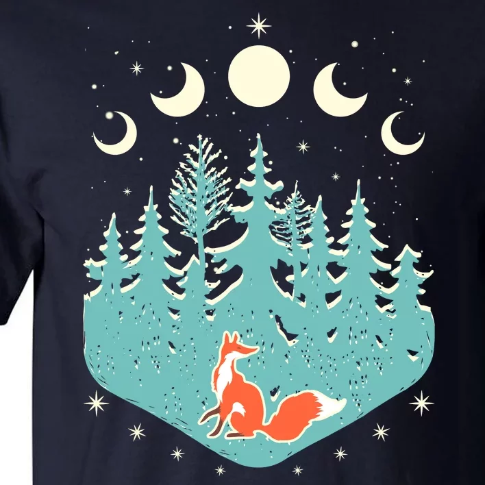 Vintage Moon Phases Forest Fox Tall T-Shirt