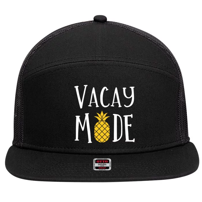 Vacay Mode Pineapple Summer Season Vibes 7 Panel Mesh Trucker Snapback Hat