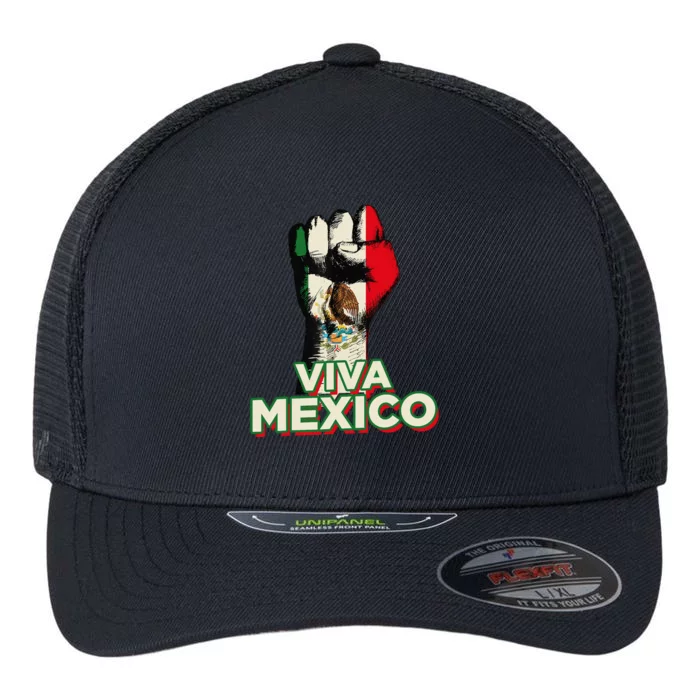 Viva Mexico Proud Fist Mexican Independence Flexfit Unipanel Trucker Cap