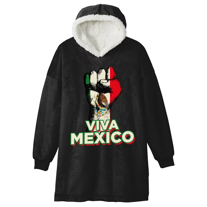 Viva Mexico Proud Fist Mexican Independence Hooded Wearable Blanket