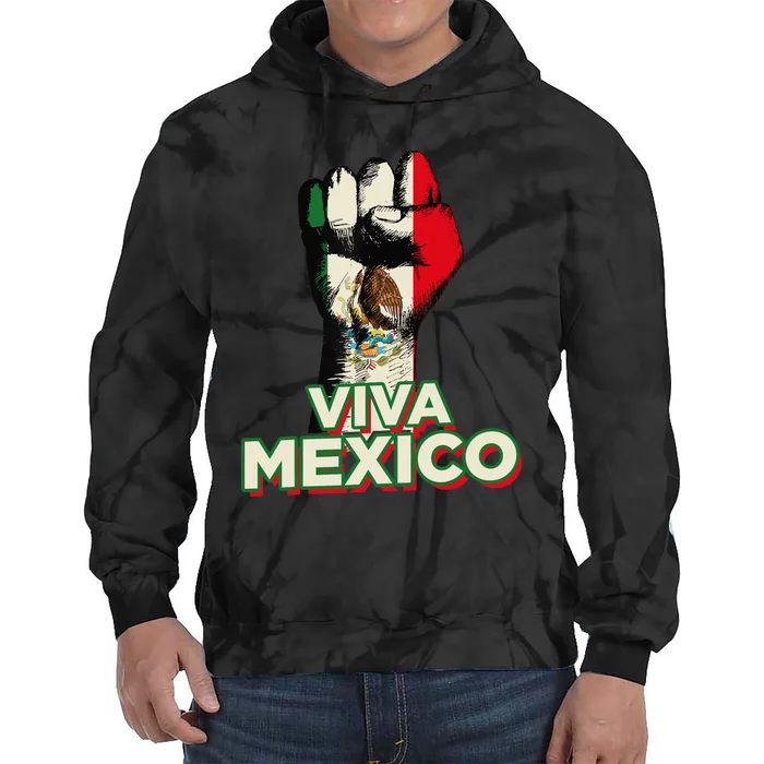 Viva Mexico Proud Fist Mexican Independence Tie Dye Hoodie