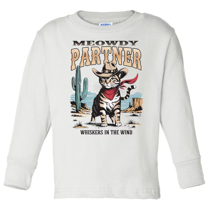 Vintage Meowdy Partner Cow Toddler Long Sleeve Shirt