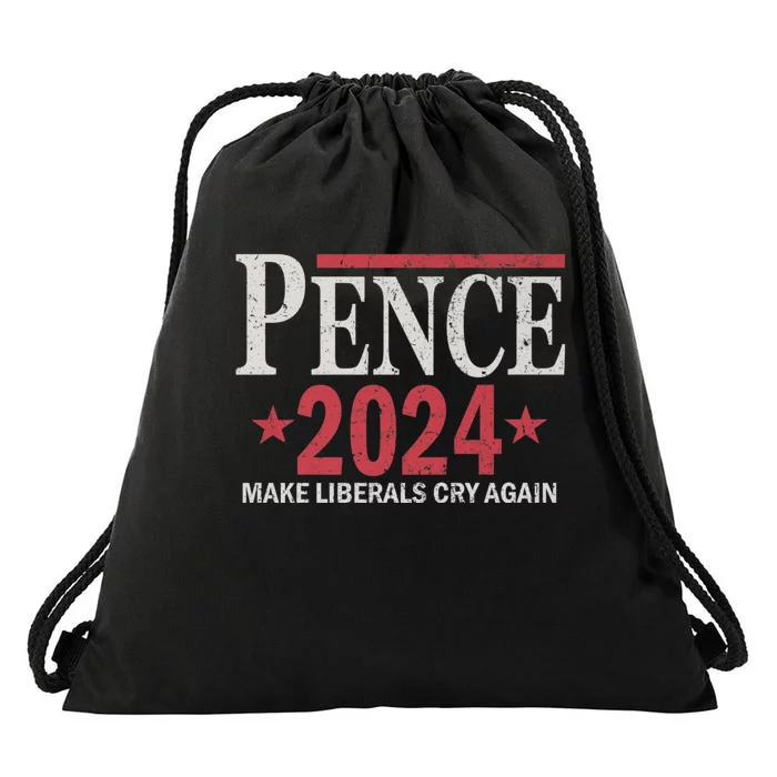 Vintage Mike Pence 2024 Make Liberals Cry Again Drawstring Bag