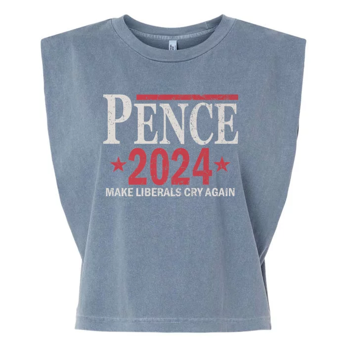 Vintage Mike Pence 2024 Make Liberals Cry Again Garment-Dyed Women's Muscle Tee