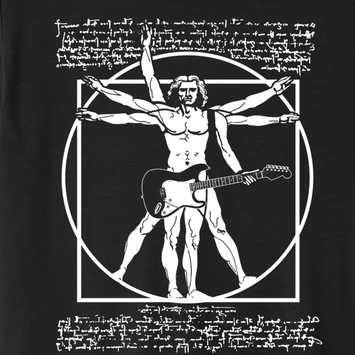 Vitruvian Man Playing The Guitar Da Vinci Guitarist Leonardo Da Vinci Parody ChromaSoft Performance T-Shirt