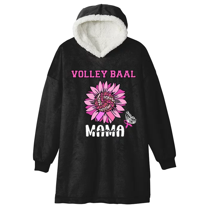 Volleyball Mom Pink Ribbon Breast Cancer Awareness Fighters Hooded Wearable Blanket