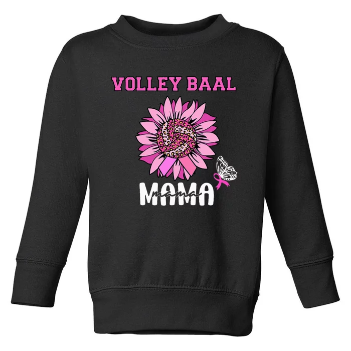 Volleyball Mom Pink Ribbon Breast Cancer Awareness Fighters Toddler Sweatshirt