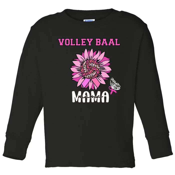 Volleyball Mom Pink Ribbon Breast Cancer Awareness Fighters Toddler Long Sleeve Shirt