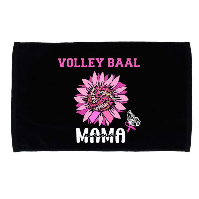 Volleyball Mom Pink Ribbon Breast Cancer Awareness Fighters Microfiber Hand Towel