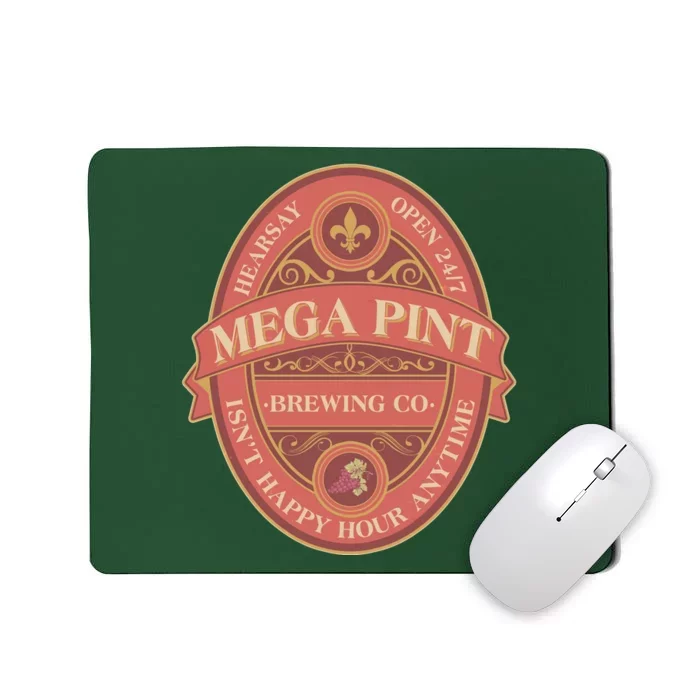 Vintage Mega Pint Hearsay Open 24 7 Brewing Co Alcohol Label Mousepad