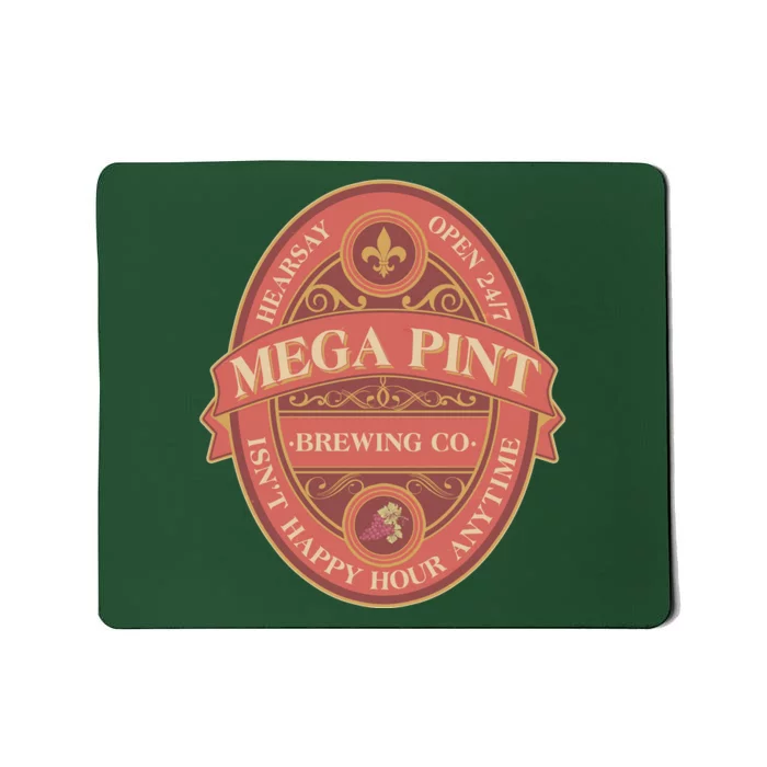 Vintage Mega Pint Hearsay Open 24 7 Brewing Co Alcohol Label Mousepad