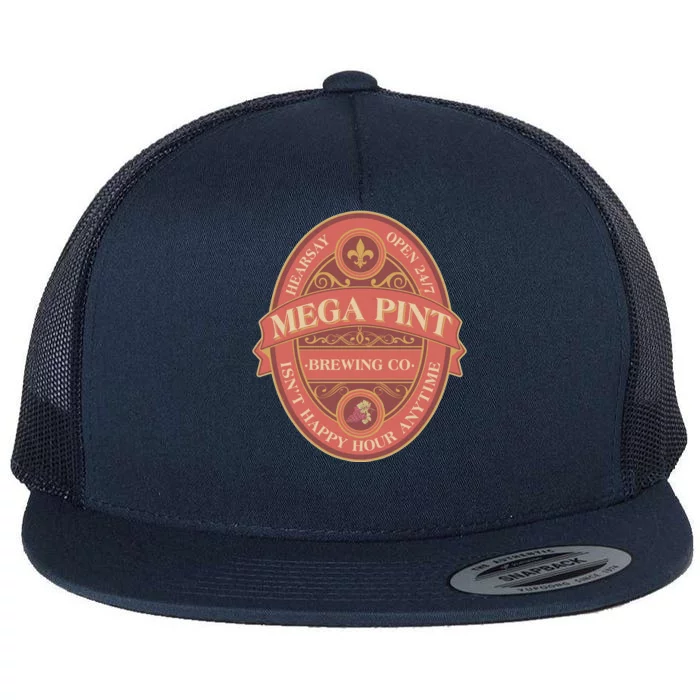 Vintage Mega Pint Hearsay Open 24 7 Brewing Co Alcohol Label Flat Bill Trucker Hat