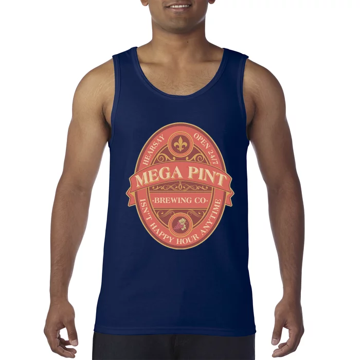 Vintage Mega Pint Hearsay Open 24 7 Brewing Co Alcohol Label Tank Top