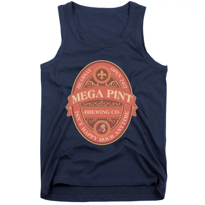 Vintage Mega Pint Hearsay Open 24 7 Brewing Co Alcohol Label Tank Top